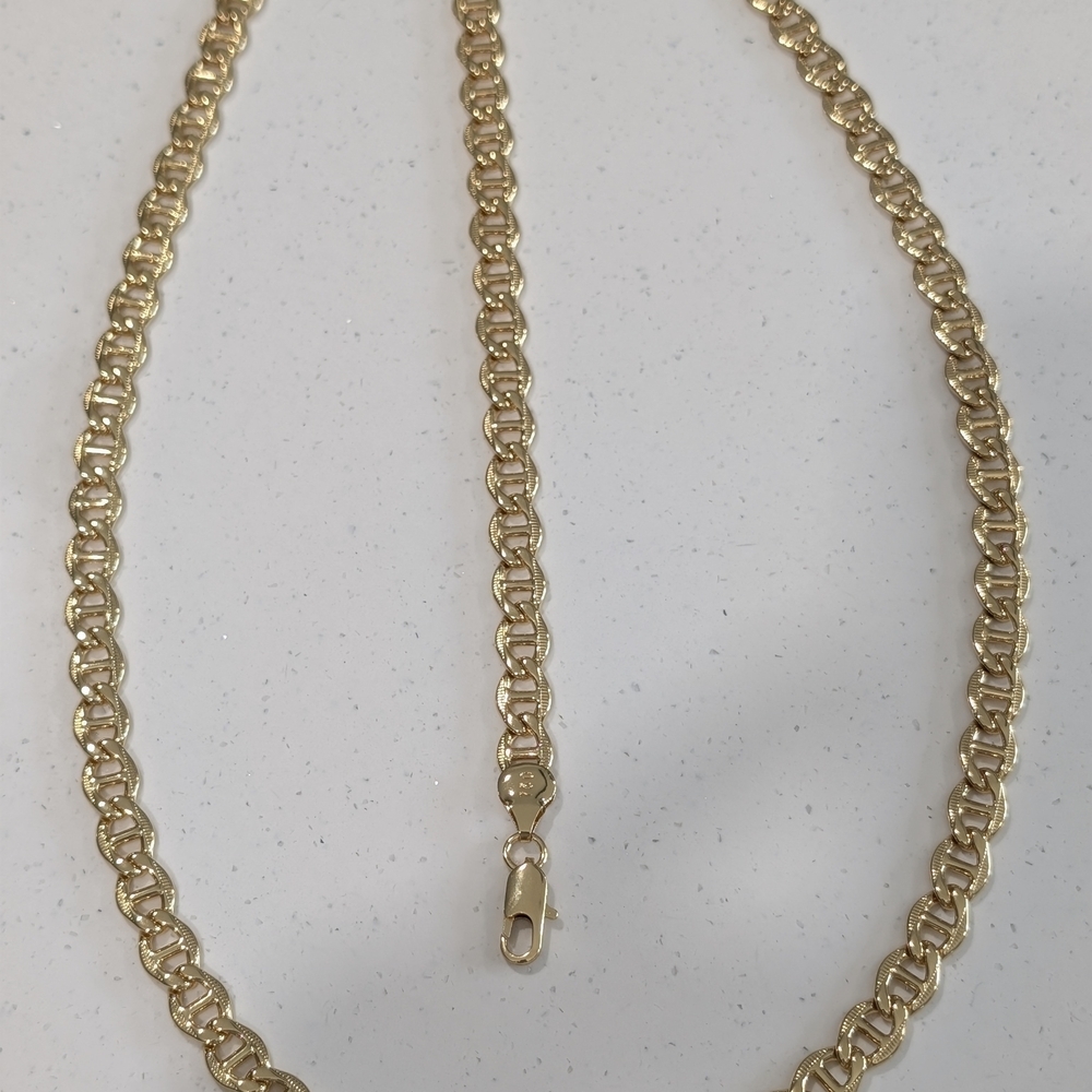 750 ITALY 18K Gold Plated Chain, Necklace And Bracelet Plated Set
